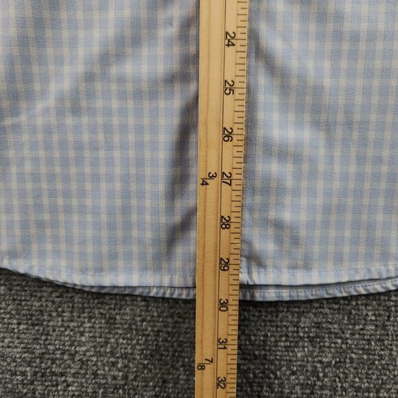 Mizzen + Main Medium Trim Fit Blue Plaid Long Sleeve Button Up Stretch USA Made - Picture 12 of 16